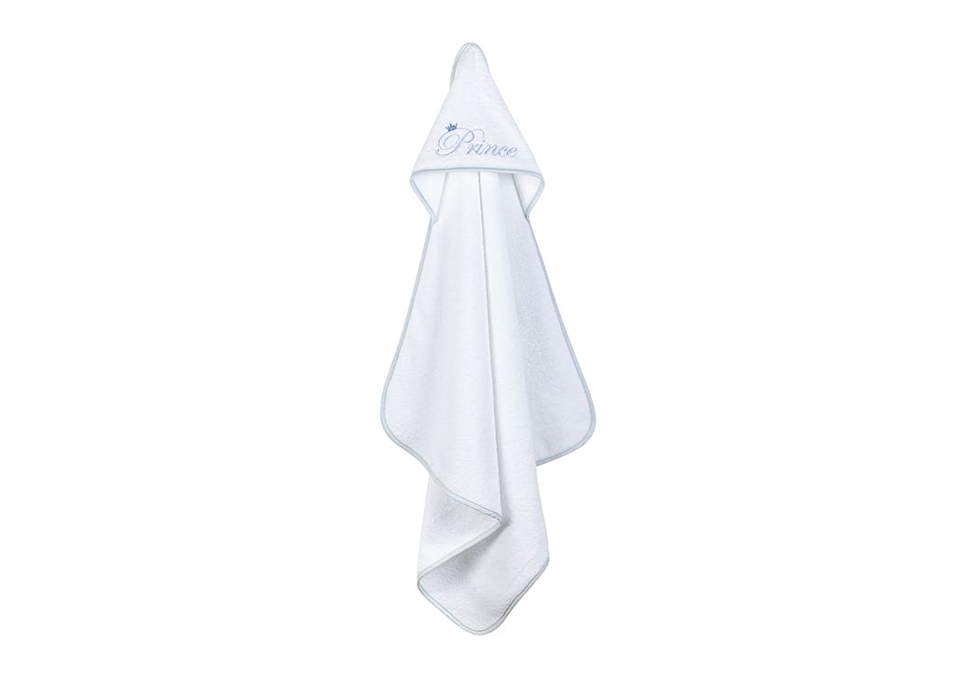 Cannon Towel Baby With Hood 1 PC - Cotton White & Sky-Blue