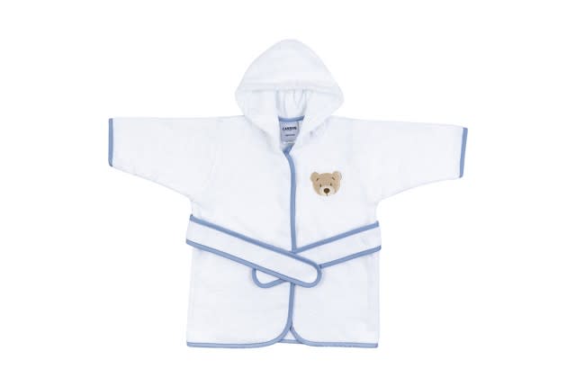 Cannon Cotton Bathrobe Baby With Hood- 1 PC White & Blue