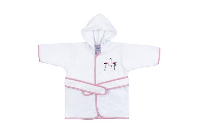 Cannon Cotton Bathrobe Baby With Hood - 1 PC White & Pink