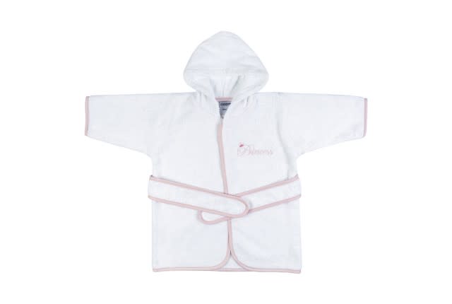 Cannon Baby Cotton Bathrobe With Hood - 1 PC White & Pink