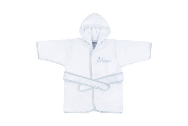 Cannon Baby Cotton Bathrobe With Hood - 1 PC White & Sky-Blue