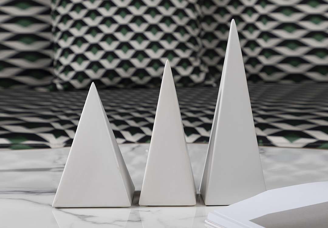 Ceramic Pyramid for Decor 1 PC - White