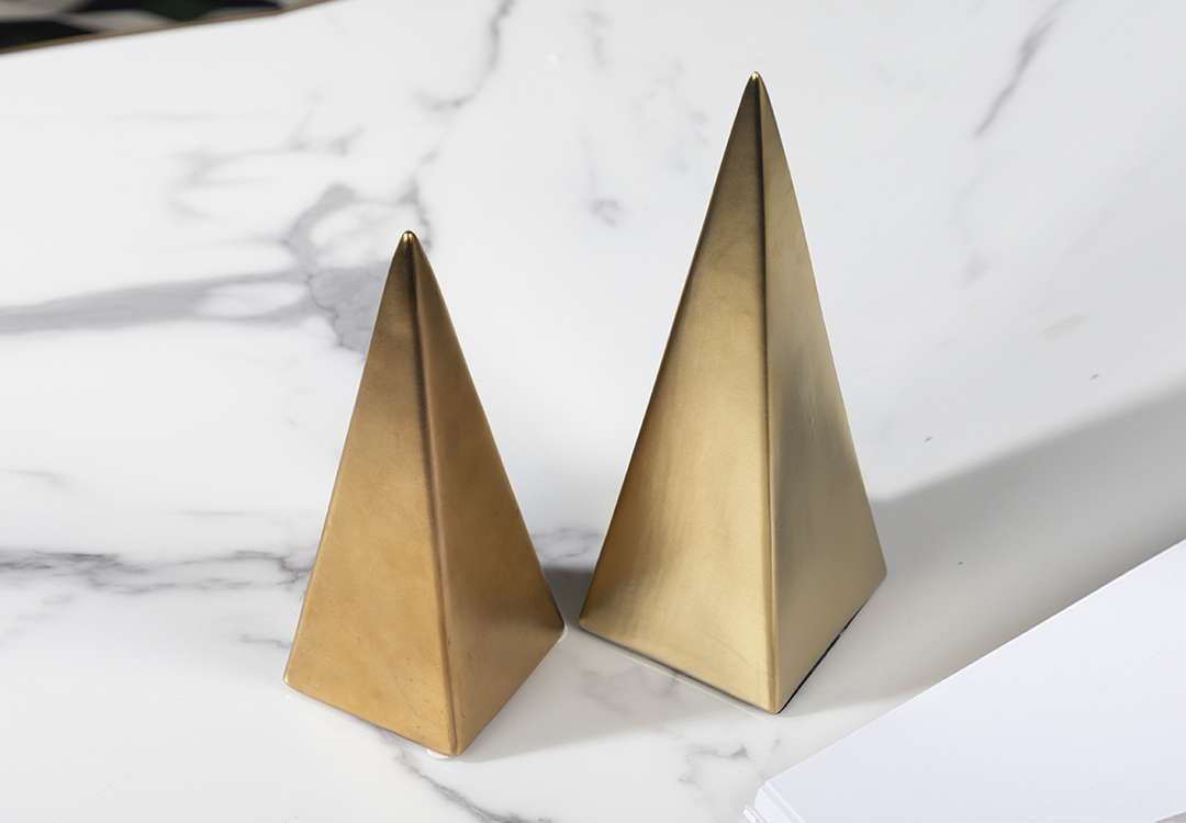 Ceramic Pyramid for Decor 1PC - Gold