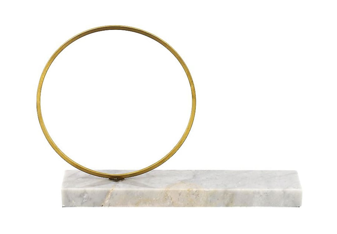 Marble And Metal Decorative Piece - Gold & Off-White