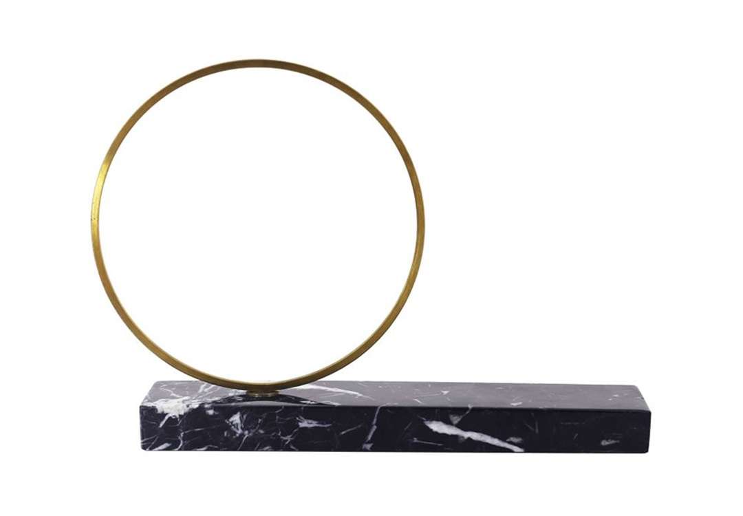 Marble And Metal Decorative Piece - Gold & Black