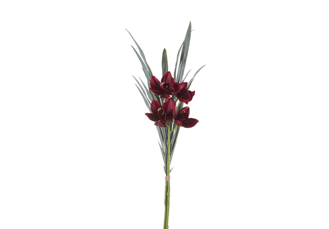 Artificial Flowers Branch for Decor 1 PC - Burgundy & Green