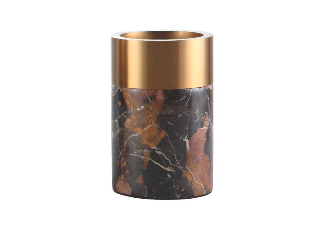 Vase Marble For Decor 1 PC - Black & Gold & Brown