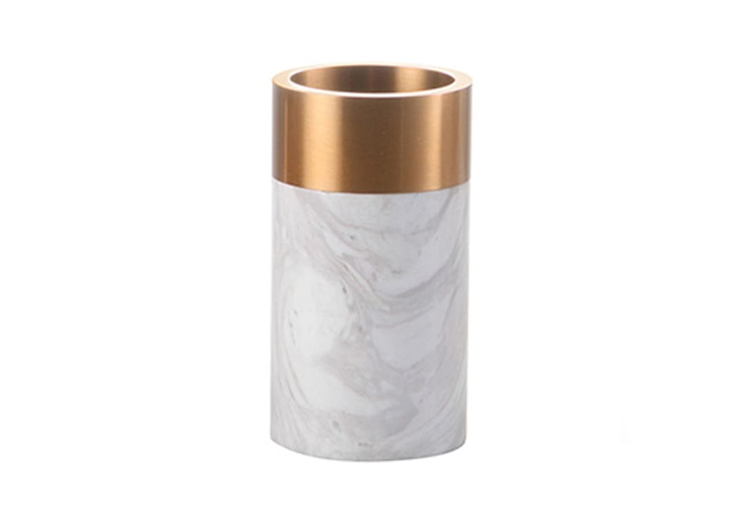 Vase Marble For Decor 1 PC - Off-White & Gold ( 10 x 20.5 ) cm