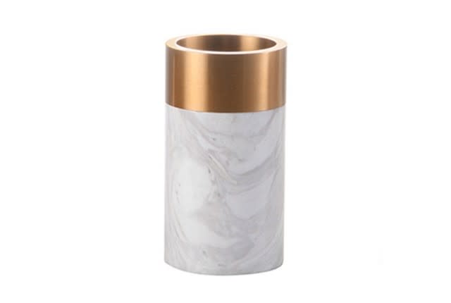 Vase Marble For Decor 1 PC - Off-White & Gold ( 10 x 20.5 ) cm