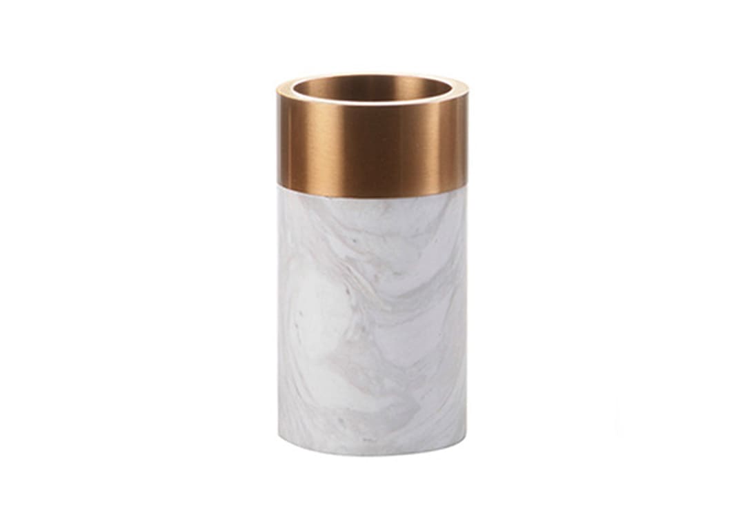 Vase Marble For Decor 1 PC - Off-White & Gold ( 10 x 17.5 ) cm