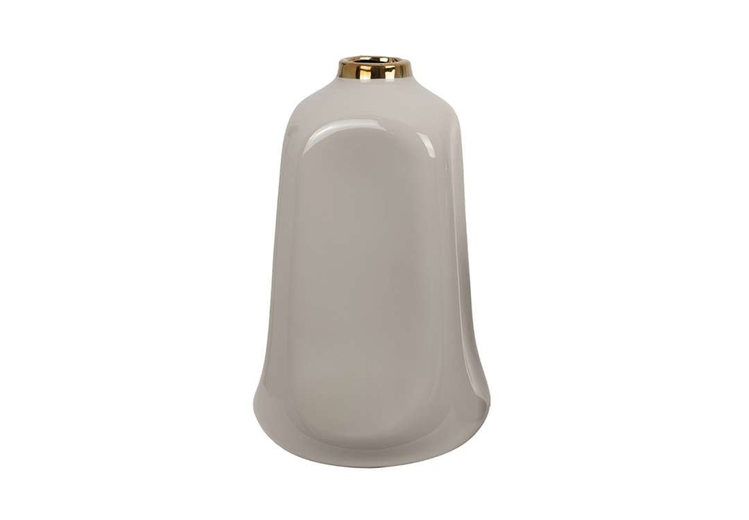 Glass Metal Vase For Decor 1 PC - Beige & Gold