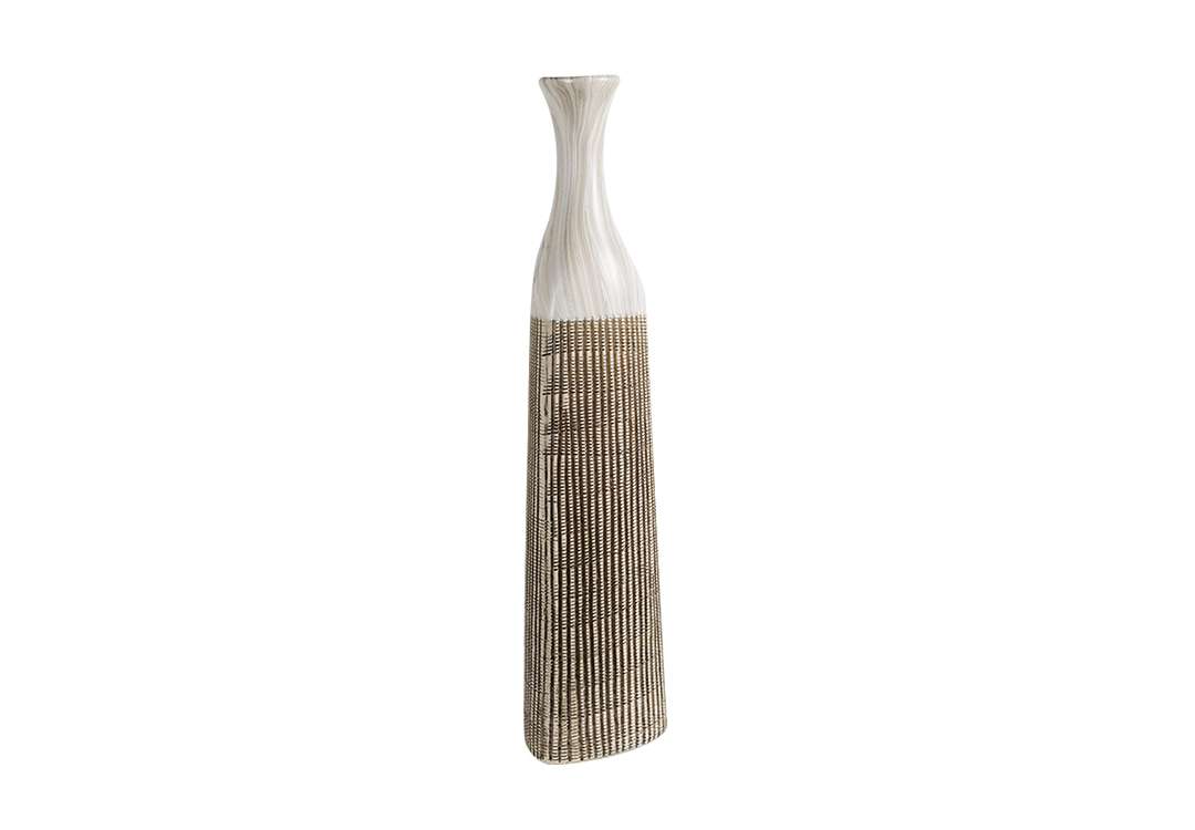 Handmade Vase For Decor 1 PC - Off-White & Brown