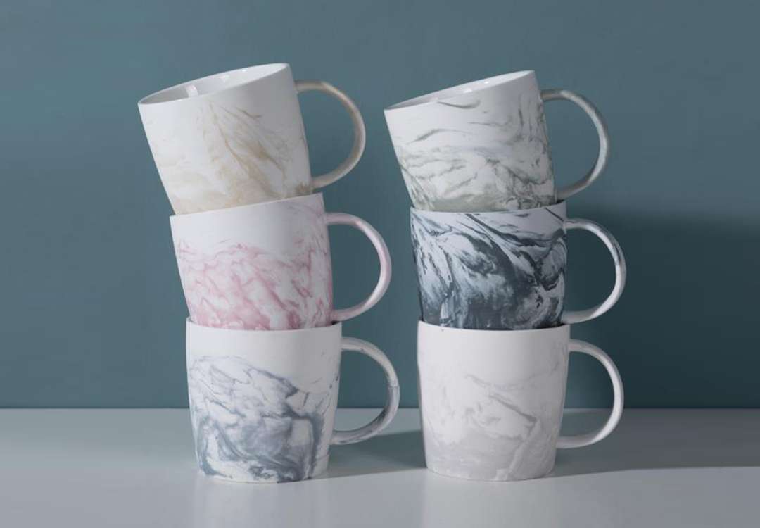 Ceramic Mug 1 PC - White & Turquoise