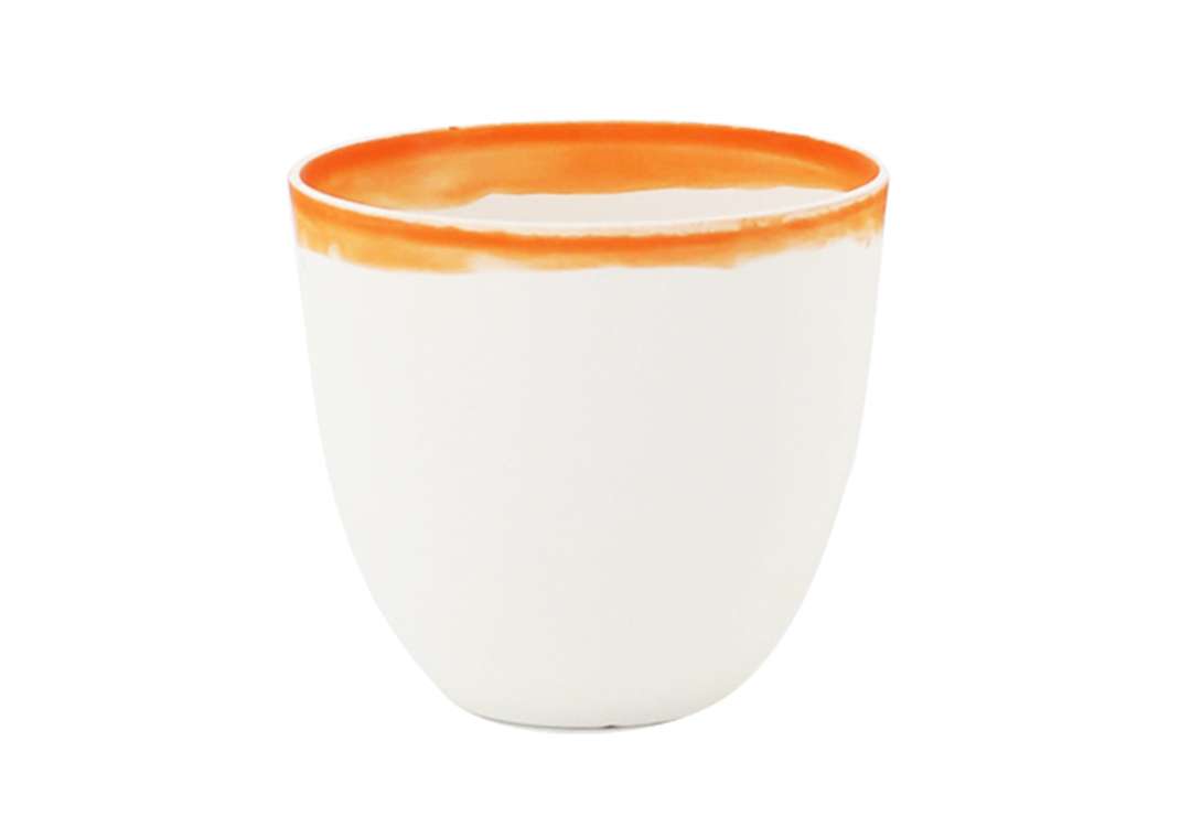 Ceramic Cup 1 PC -White & Orange