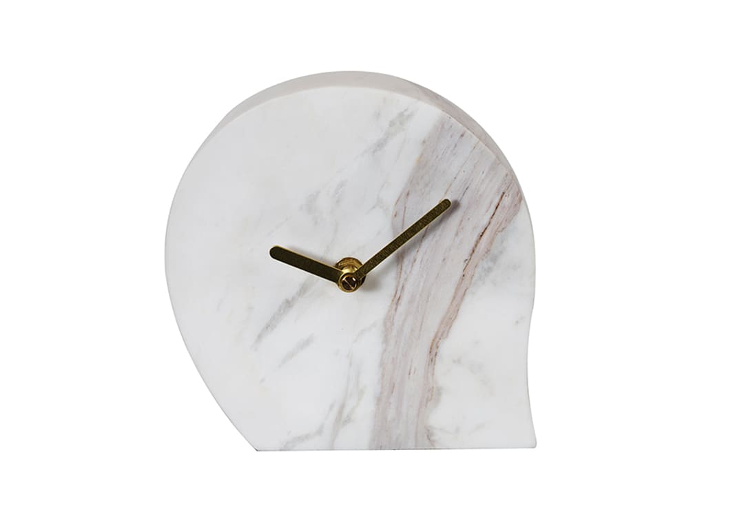 Marble Clock For Decor 1 PC - Off-White & Gold
