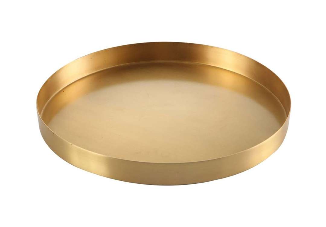 صينية معدن للديكور 1 قطعة - ذهبي ( 30 × 3 ) سم