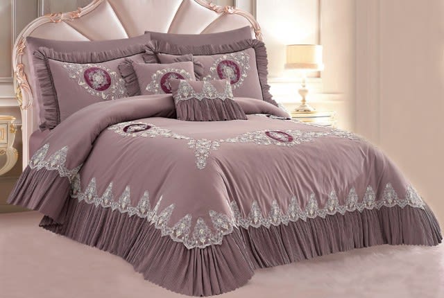 Sefora Embroidered Wedding Comforter Set 8 PCS - King Purple