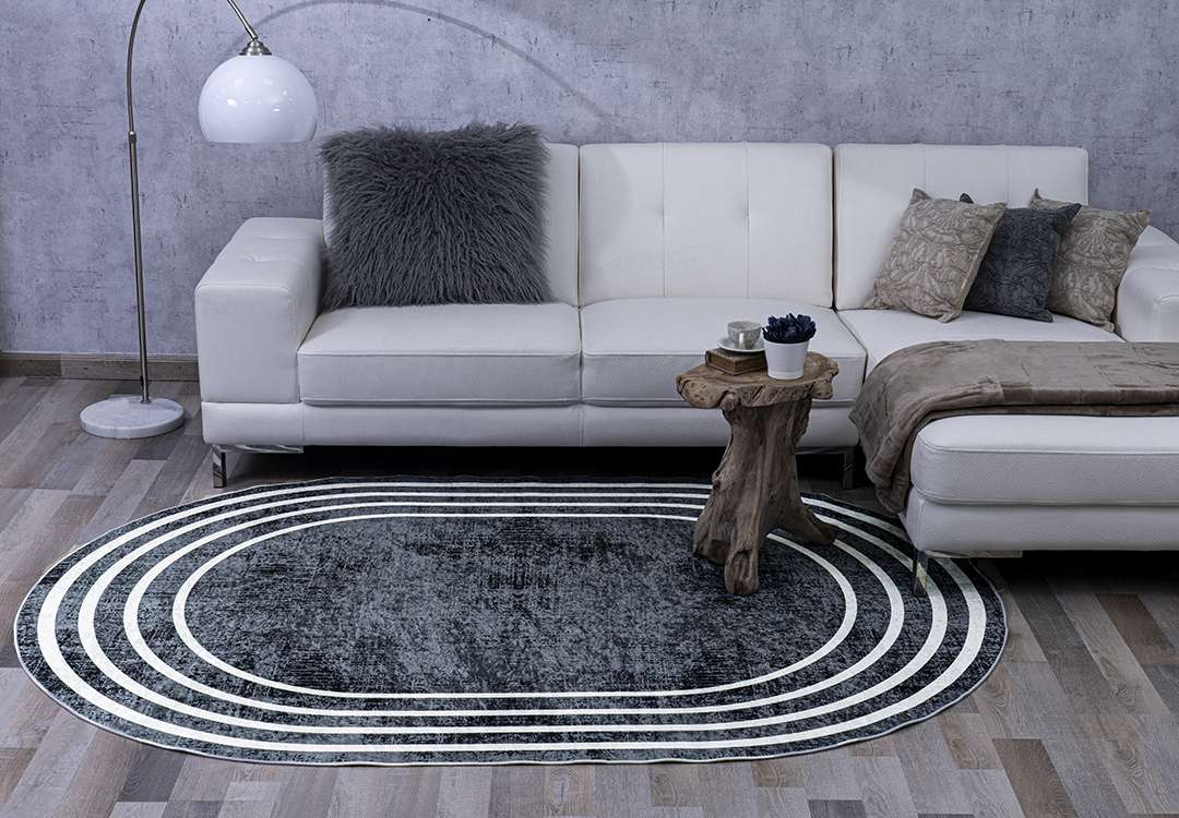 Armada Waterproof Carpet - Oval  (160 X 230) cm Navi & White