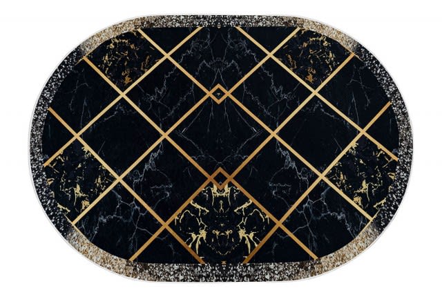 Armada Waterproof Carpet - Oval  (160 X 230) cm Black & Gold