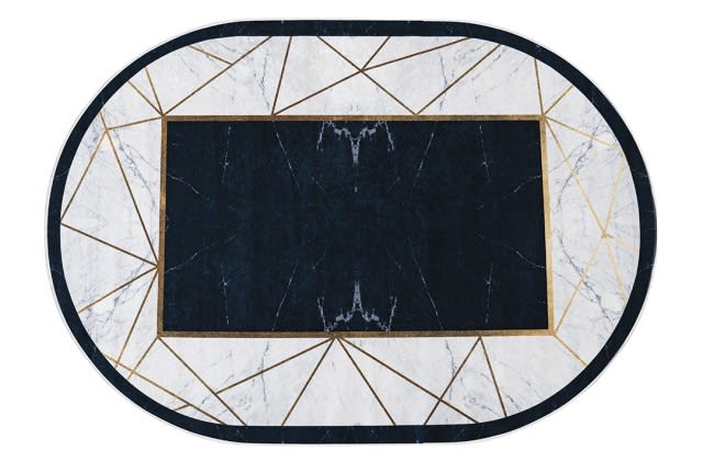 Armada Waterproof Carpet - Oval  (160 X 230) cm Off White & Black & Gold