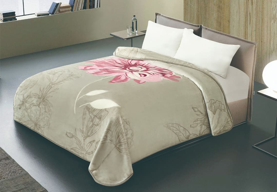 Marwa Luxury Blanket 1 PC - King Greige & Pink