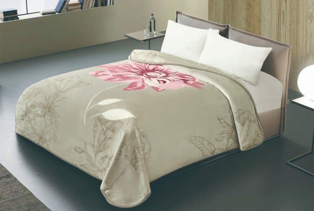 Marwa Luxury Blanket 1 PC - King Greige & Pink