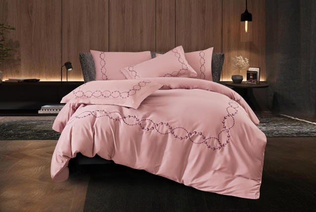 High Crest Jada Quilt Cover Set Cotton 6 PCS - King Pink