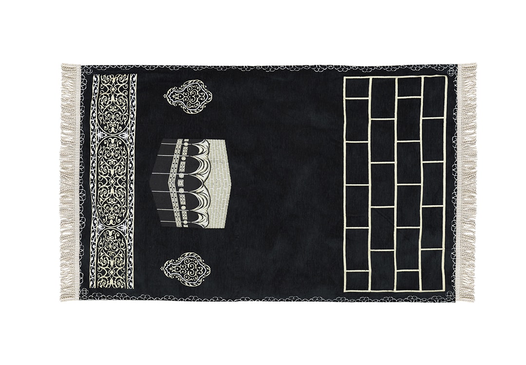 Armada Velvet Prayer Carpet- ( 115 X 70 ) cm - Black