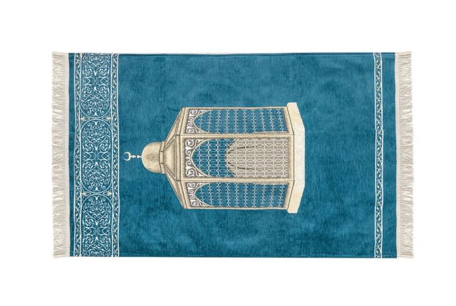FCC Velvet Prayer Carpet- ( 115 X 70 ) cm - L.Blue