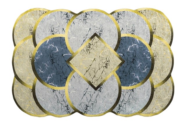 Armada Waterproof Carpet - Oval ( 160 X 230 ) cm Grey & Gold