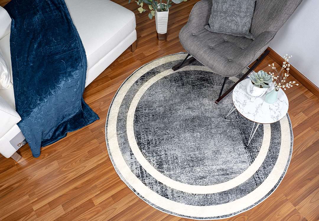 Armada Waterproof Carpet - ( 160 X 160 ) cm Black & Off-White ( Without White Edges )