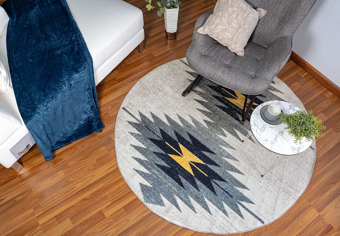Armada Waterproof Carpet - ( 160 X 160 ) cm Yellow & Grey & Black ( Without White Edges )
