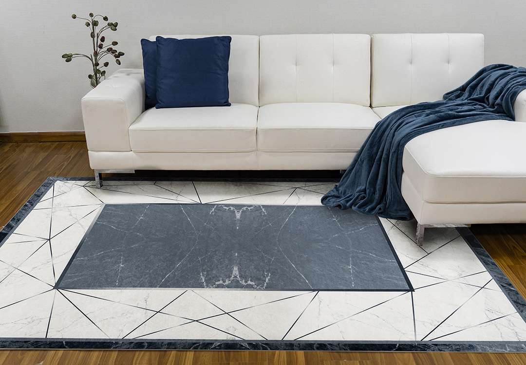 Armada Waterproof Carpet - ( 160 X 230 ) cm Off White & Grey ( Without White Edges )