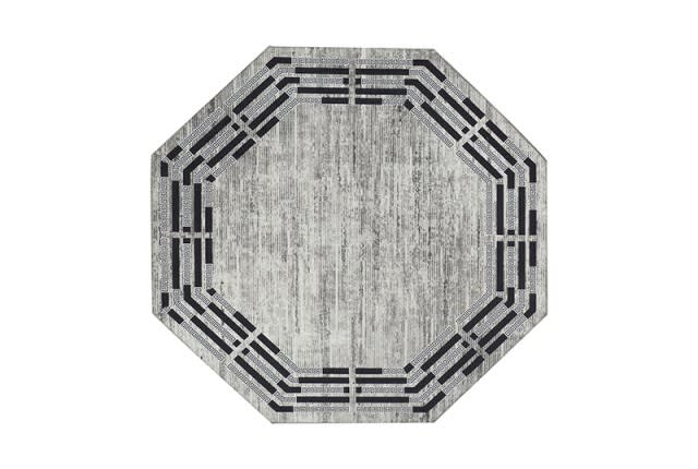Armada Octagon Carpet - ( 140 × 140 ) Versace Black & Grey ( Without White Edges )