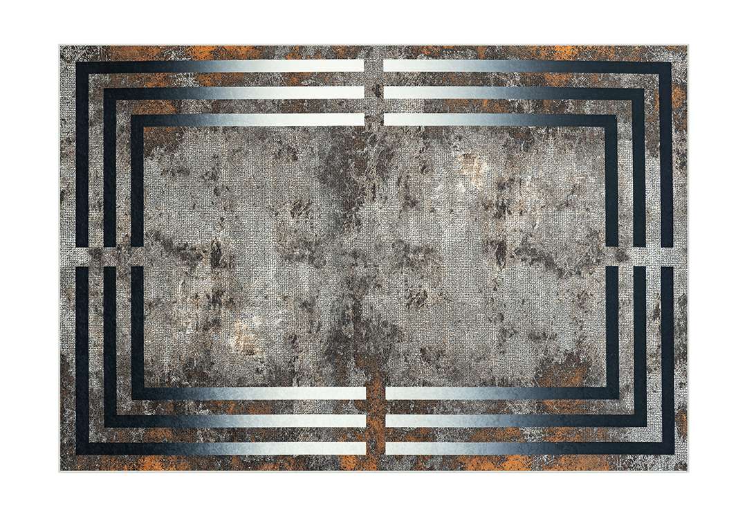 Armada Waterproof Carpet - ( 160 X 230 ) cm D.Grey & Black & Orange ( Without White Edges )