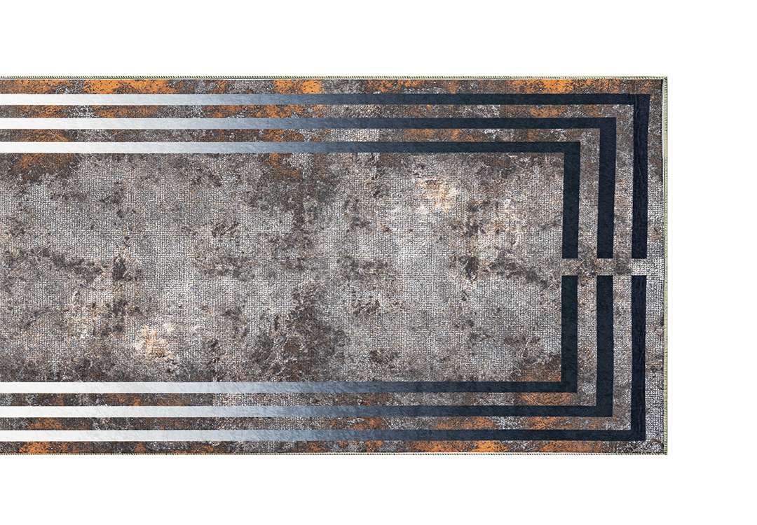 Armada Waterproof Carpet - ( 80 × 300 ) cm D.Grey & Black & Orange ( Without White Edges )