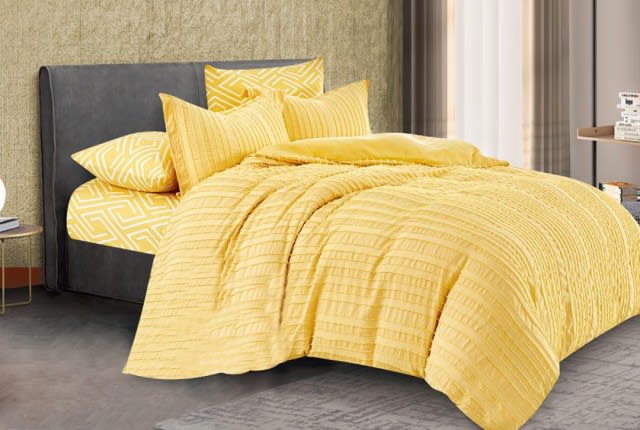 Parker Embroidered Quilt Cover Set Without Filling 6 PCS - King Yellow