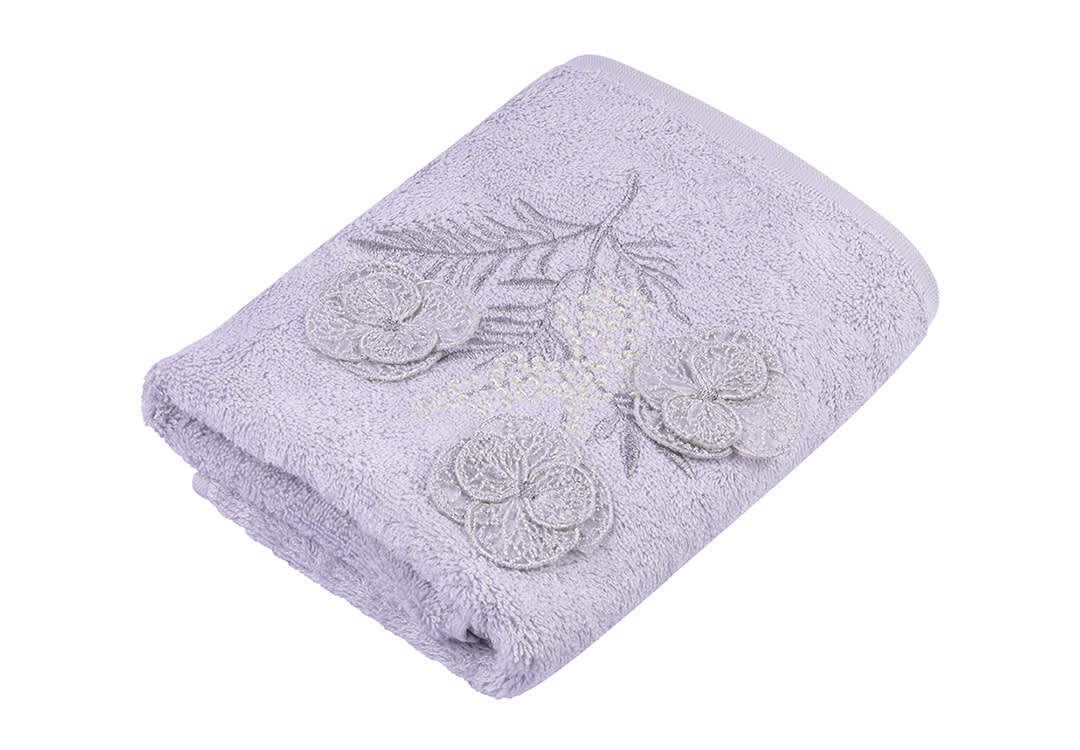 Hobby Towel 1 PC - Embroider Flower L.Gray