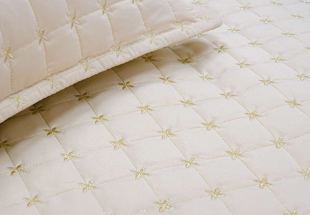 Armada Cotton Bedspread Set 3 PCS - King Beige & Gold