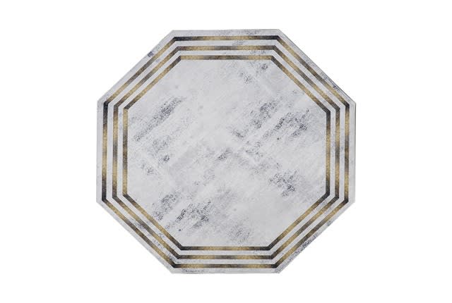 Armada Octagon Carpet - ( 140 × 140 ) White & Black & Gold cm ( Without White Edges )