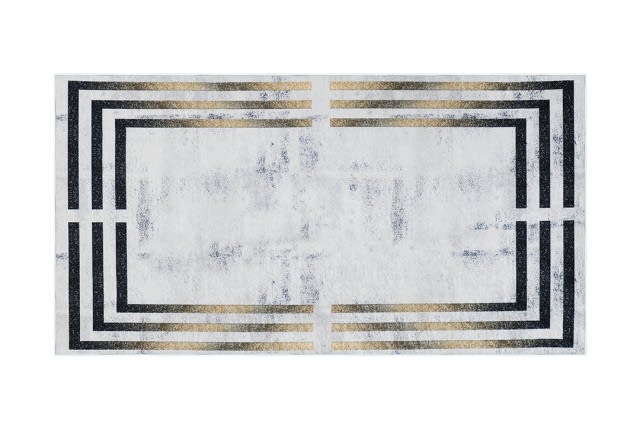 Armada Waterproof Passage Carpet - ( 150 X 80 ) cm White & Black & Gold cm ( Without White Edges )