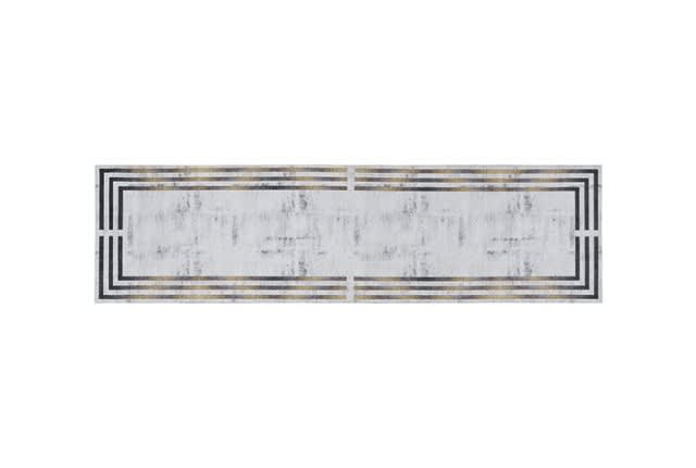 Armada Waterproof Passage Carpet - ( 80 × 300 ) - White & Black & Gold cm ( Without White Edges )
