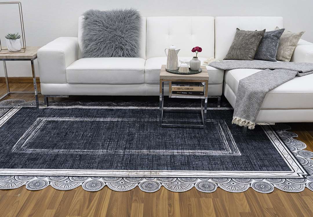 Armada Waterproof Carpet - ( 180 X 280 ) cm D.Grey & Cream ( Without White Edges )