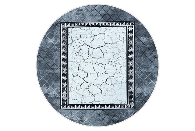 Armada Waterproof Carpet - ( 160 X 160 ) cm Versace - Gray & Off-White & Black ( Without White Edges )