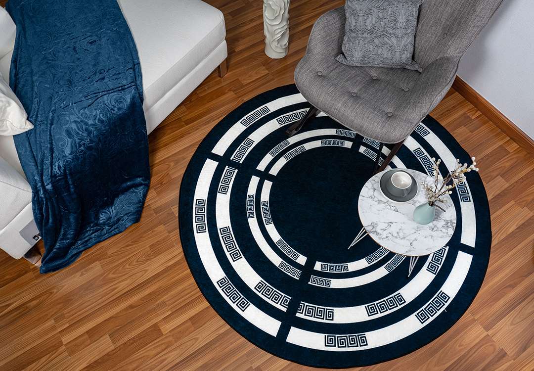Armada Waterproof Carpet - ( 160 X 160 ) cm Versace Black & White ( Without White Edges )