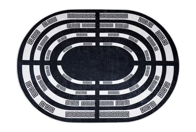 Armada Waterproof Carpet - Oval ( 160 X 230 ) cm Versace Black & White (Without White Edges)