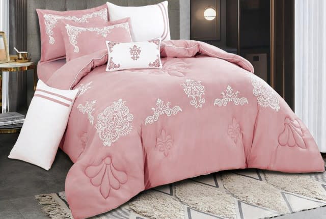 Leblanc Embriodered Comforter Set 7 PCS - King Pink