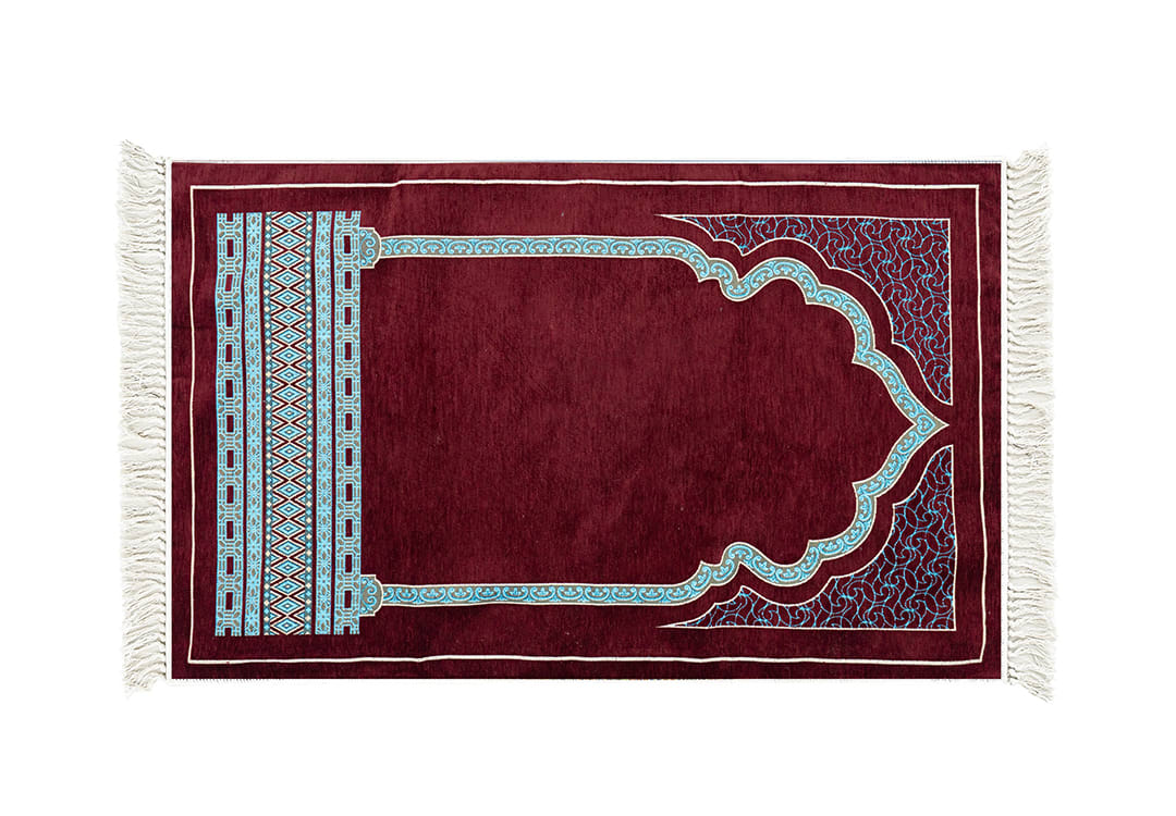 Armada Velvet Prayer Carpet - ( 115 X 70 ) cm - Red