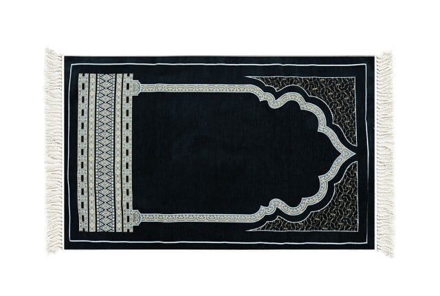 Armada Velvet Prayer Carpet - ( 115 X 70 ) cm - Black