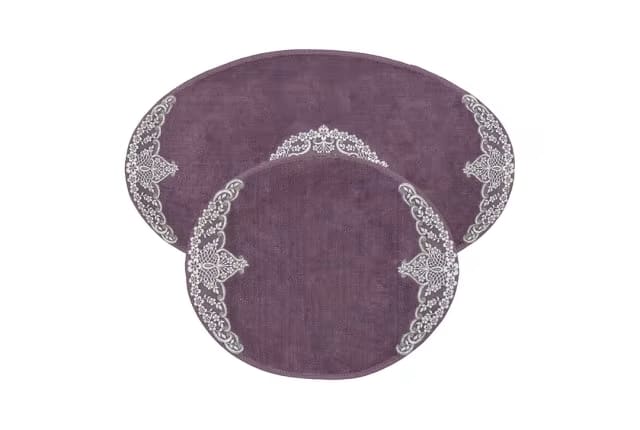 Armada Cotton Bath mat Oval 2 PCS - Purple & Cream